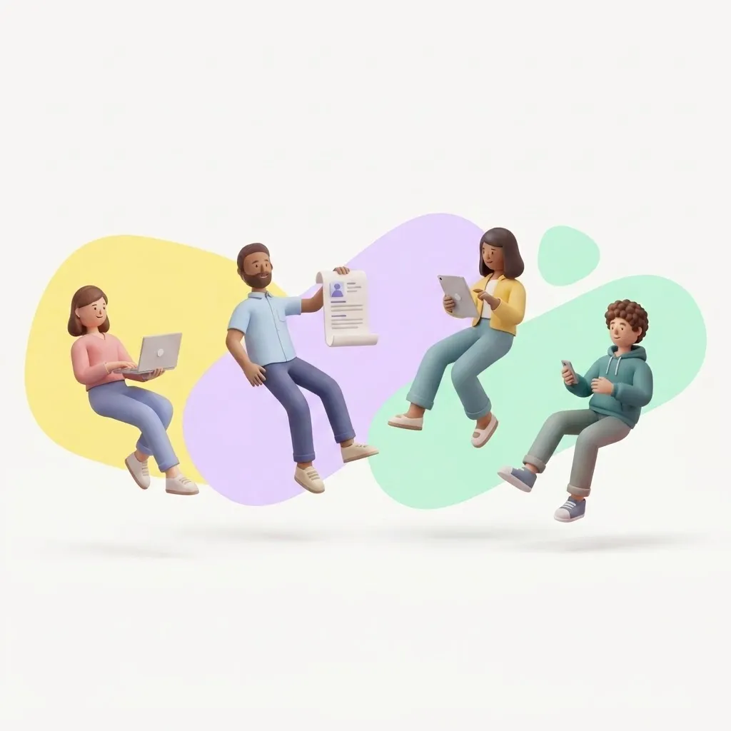 Illustration of professionals browsing job listings